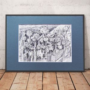 nowoczesny rysunek ręcznie wykonany, biało czarny obrazek A4, minimalizm grafika do domu, czarno biały rysunek 21x30, oryginalny szkic, mały obraz na ścianę