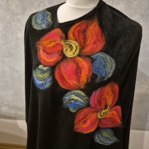 poncho z dzianiny wełnianej czarnej