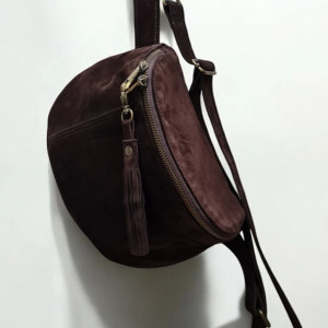 Nerka zamszowa, saszetka brązowa, czekoladowa