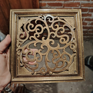 Kratka wentylacyjna lub do kominka z mosiadzu autorski wzor wlasny projekt -Jasna błysk