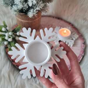 świecznik z gipsu śnieżynka płatek śniegowce święta