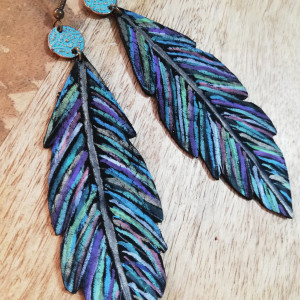 Kolczyki z włoskiej skóry boho ręcznie malowane