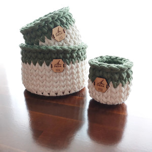 Zestaw 3 koszyków, koszyki, kosze, kosz ze sznurka HANDMADE