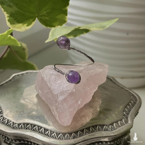 podwójny pierścionek AMETYST FASETOWANY stal chirurgiczna