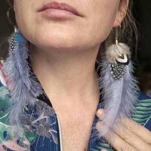 Kolczyki szare pióra