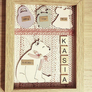 Metryczka gotowa pastelowa dla noworodka