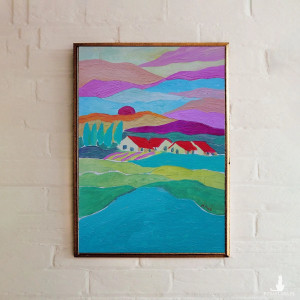 obraz ręcznie malowany pejzaż wesoła dolinka