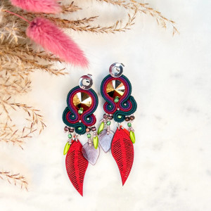 Kolczyki sutasz Atumn Leaves - czerwono-zielone