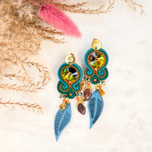 Kolczyki sutasz Atumn Leaves - niebieskie