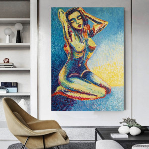 duży obraz ręcznie malowany kolorowy akt postimpresjonizm