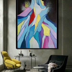 duży obraz ręcznie malowany kolorowy postimpresjonizm