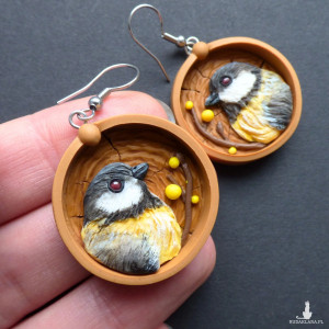 Kolczyki z sikorką bogatką