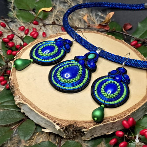 Georgia - chabrowy komplet, kolczyki i naszyjnik sutasz