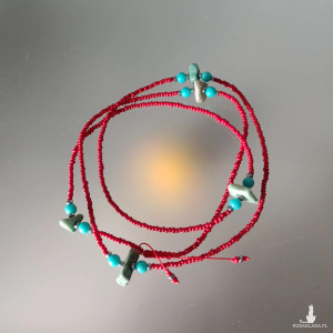 Naszyjnik Turkus Czerwień Długie Korale nasz22-2