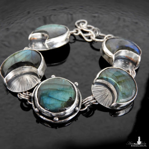 Bransoletka srebrna z labradorytami Fazy Księżyca