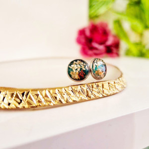 Kolczyki wkrętki dzika marchew, gipsówka i pręciki szafranu hit