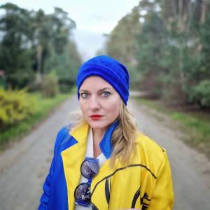 Czapka chabrowa  boho