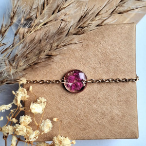 Bransoletka księżyc z suszonymi kwiatami