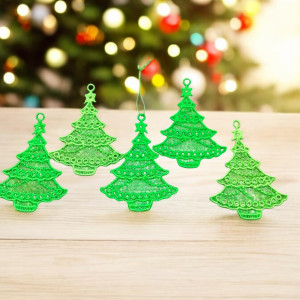 Haftowane zawieszki na choinkę - zestaw 5 szt.