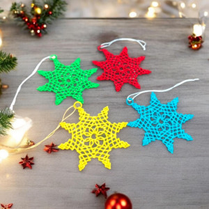 Haftowane gwiazdki  na choinkę - zestaw 4 szt.