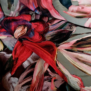 Apaszka szyfonowa w piękne olejne kwiaty