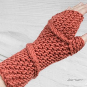 Ciepłe mitenki skrętne Ceglane