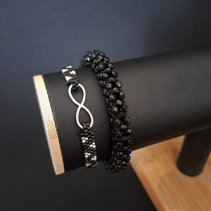 Zestaw Bransoletek: Bransoletka z Symbolem Nieskończoności i Bransoletka z Kryształków Firepolish