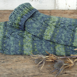 Getry, ocieplacze na nogi, podkolanówki - cieniowane granatowo-zielone