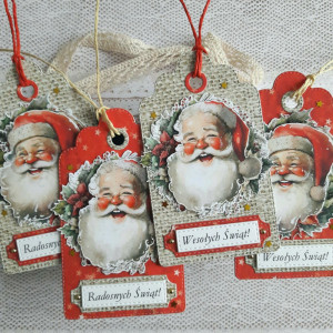 Bileciki do prezentów 4 szt. z Mikołajem