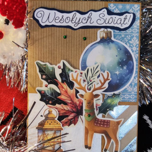 Zestaw trzech unikatowych kartek świątecznych ręcznie wykonanych Zwierzęta