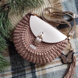 torebka na szydełku oreo maxi dodatki ze skóry naturalnej