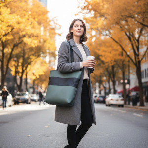 Torebka miejska damska ekoskóra khaki czarny Tes04