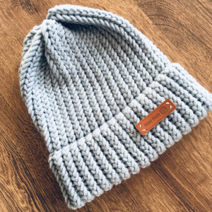 Ciepła szara czapka z wełną Merino