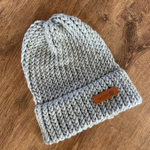 Ciepła szara melanż czapka z wełną Merino