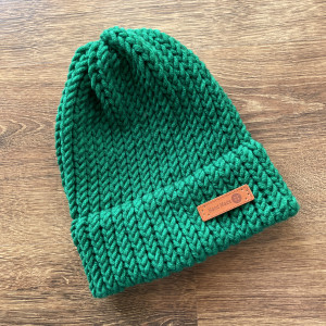 Ciepła zielona czapka z wełną Merino