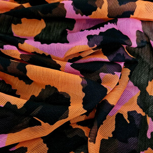 Apaszka szyfynowa w panterkę i paski piekny kolor pomarańcz amarant