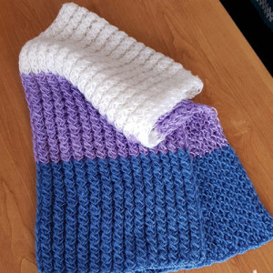 długi, ciepły, kolorowy szalik ; szalik na drutach