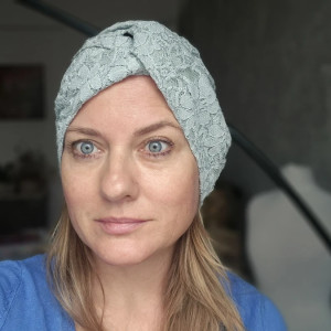 Turban  orientalny  koronkowy seledynowy