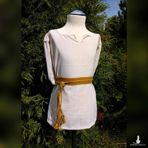 KOSZULA LNIANA Z WISKOZĄ rozmiar 122/128 - prosta, słowiańska, rekonstrukcja, wczesne średniowiecze