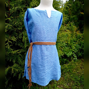 KOSZULA LNIANA rozmiar 140/146 - prosta, słowiańska, rekonstrukcja, wczesne średniowiecze