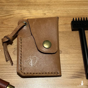 Mały portfel skórzany brązowy ręcznie uszyty