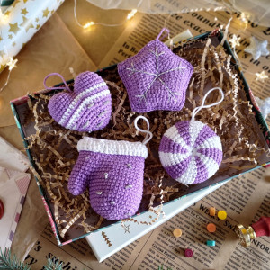 Zestaw (4 szt) ozdob na choinkę, Ozdoby świąteczne, Zawieszki na choinkę