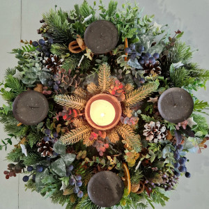 Wieniec zimowy, świąteczny, na stół, świecznik