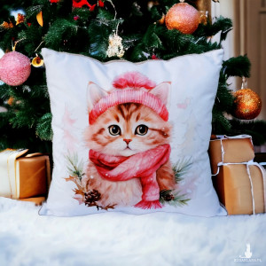 Poduszka świąteczna poduszka na święta ozdobna poduszka kotek