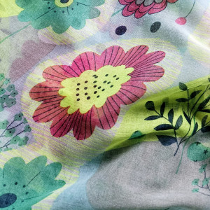 Apaszka szyfonowa bawełniana w geometryczne kwiaty i kropki border