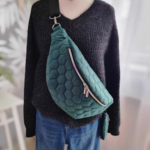 Nerka torebka damska XXL welur butelkowa zieleń NS04xxl