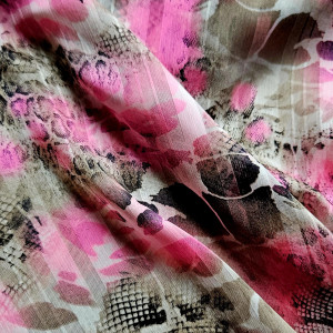 Apaszka szyfynowa w skórę węża neon róż i brąz