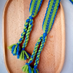 KRAJKA ręcznie tkany pas - słowiańska, rekonstrukcja, wczesne średniowiecze, wełna