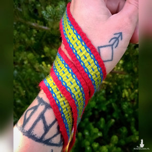 KRAJKA ręcznie tkany pas - słowiańska, rekonstrukcja, wczesne średniowiecze, len, jedwab