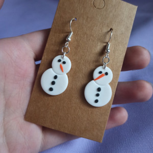 Kolczyki z gliny polimerowej bałwanki